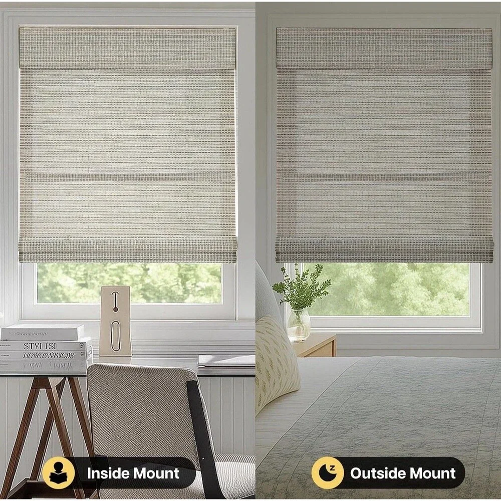 LazBlinds Cordless Bamboo Roman Shades for Windows, 25.5x64, Greystone